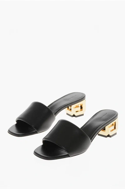 Givenchy Leather Open Toe Mules With Iconic 5cm Heel In Black