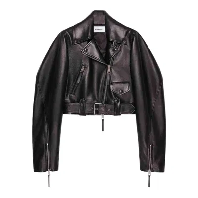 Givenchy Cropped Cocoon Biker Jacket In Leather In Black