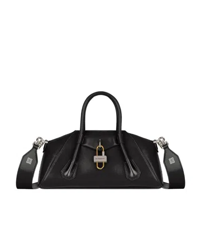 Givenchy Black Calfskin Leather Top-handle Handbag For Women