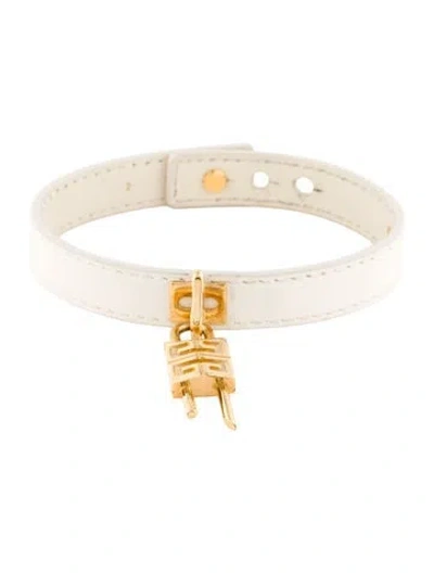 Pre-owned Givenchy Leather Padlock Wrap Bracelet In White