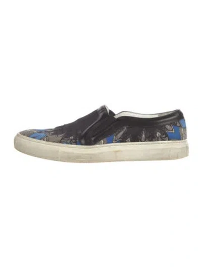 Pre-owned Givenchy Leather Paisley Print Flats In Black/blue
