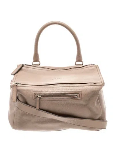 Pre-owned Givenchy Leather Pandora Medium In Neutral