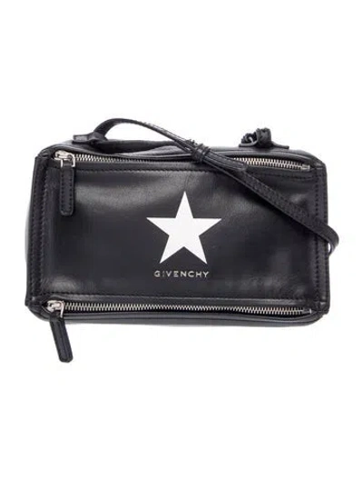 Pre-owned Givenchy Leather Pandora Wristlet Mini In Black