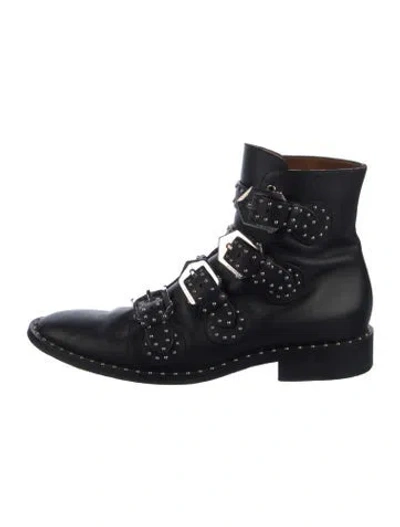 Pre-owned Givenchy Leather Patterned Combat Boots In Black