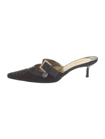 Pre-owned Givenchy Leather Patterned Mules In Black