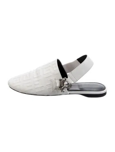 Pre-owned Givenchy Leather Patterned Mules In White
