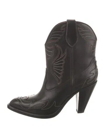Pre-owned Givenchy Leather Patterned Western Boots In Black