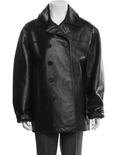 Pre-owned Givenchy Leather Peacoat W/ Tags In Black