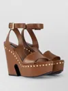 Givenchy Clog Platform Sandals In Leather With Studs Detail In Blue