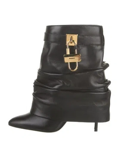 Pre-owned Givenchy Leather Pleated Accents Boots In Black