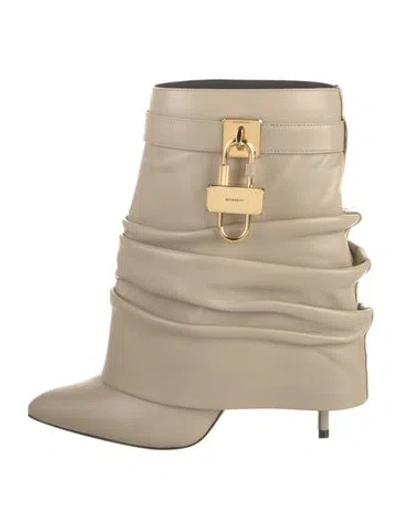 Pre-owned Givenchy Leather Pleated Accents Boots In Neutral