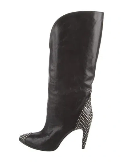 Pre-owned Givenchy Leather Polka Dot Print Boots In Black