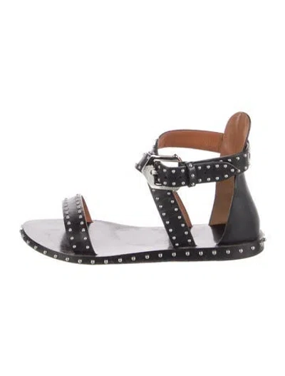 Pre-owned Givenchy Leather Polka Dot Print Gladiator Sandals In Black