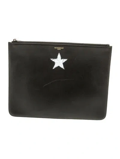 Pre-owned Givenchy Leather Portfolio In Black