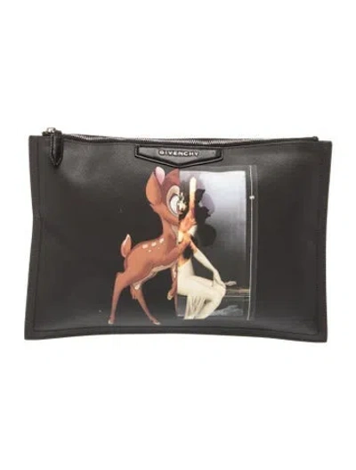 Pre-owned Givenchy Leather Portfolio In Black