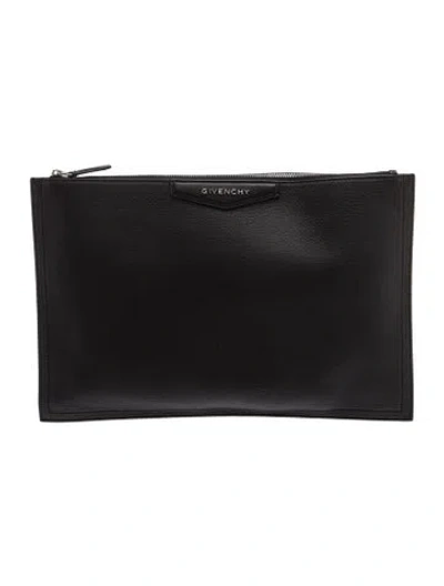 Pre-owned Givenchy Leather Portfolio In Black/grey