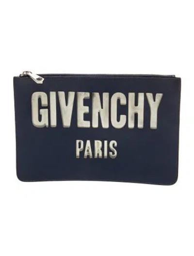 Pre-owned Givenchy Leather Portfolio In Blue