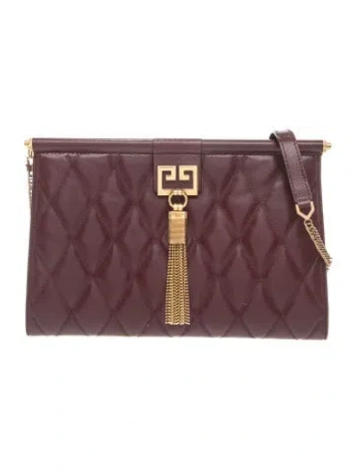 Pre-owned Givenchy Leather Portfolio In Burgundy