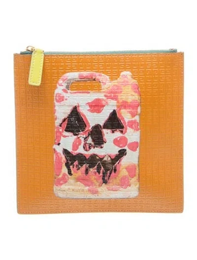Pre-owned Givenchy Leather Portfolio In Orange