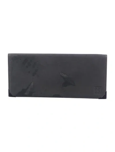 Pre-owned Givenchy Leather Printed Bifold Wallet In Gray