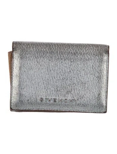 Pre-owned Givenchy Leather Printed Card Holder In Silver