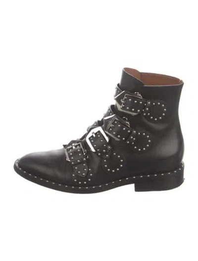 Pre-owned Givenchy Leather Printed Combat Boots In Black