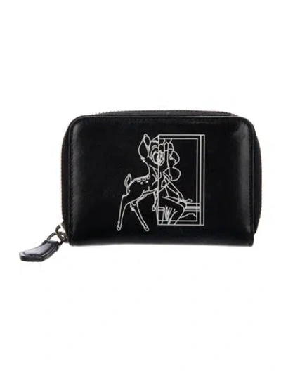 Pre-owned Givenchy Leather Printed Compact Wallet In Black