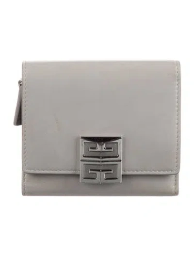 Pre-owned Givenchy Leather Printed Compact Wallet In Gray