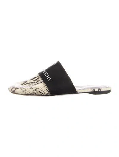 Pre-owned Givenchy Leather Printed Mules In Blue
