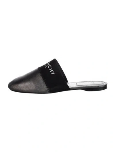 Pre-owned Givenchy Leather Printed Mules In Gray