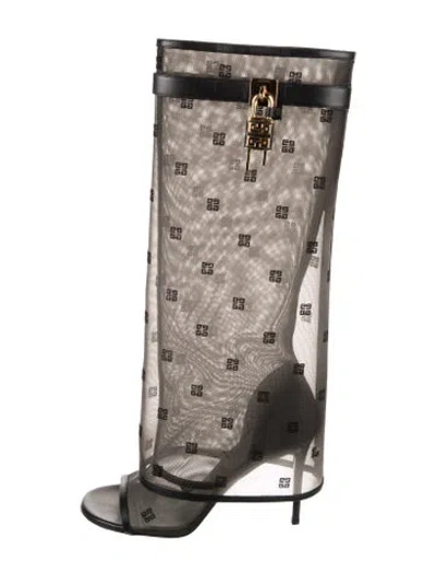 Pre-owned Givenchy Leather Printed Rain Boots In Gray