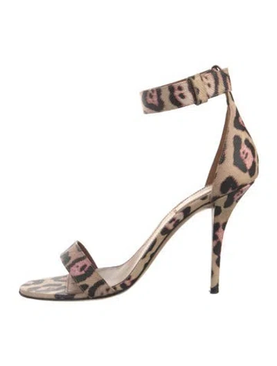 Pre-owned Givenchy Leather Printed Sandals In Brown