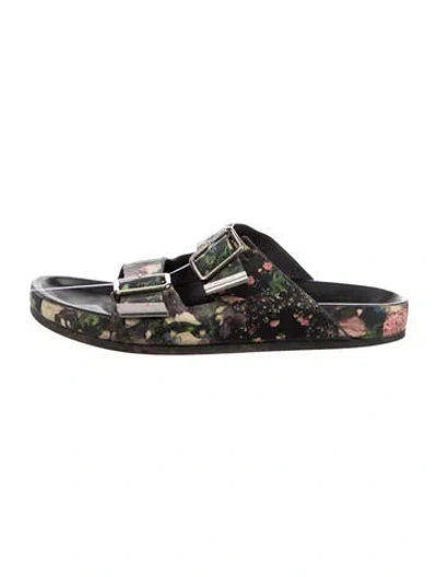Pre-owned Givenchy Leather Printed Slides In Black