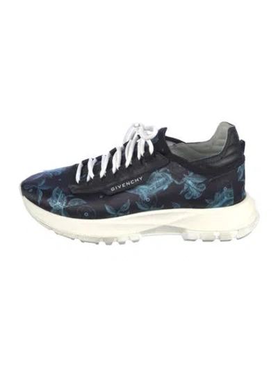Pre-owned Givenchy Leather Printed Sneakers In Blue