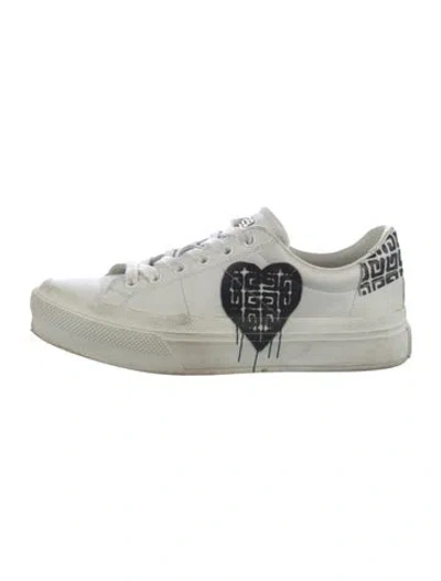 Pre-owned Givenchy Leather Printed Sneakers In White