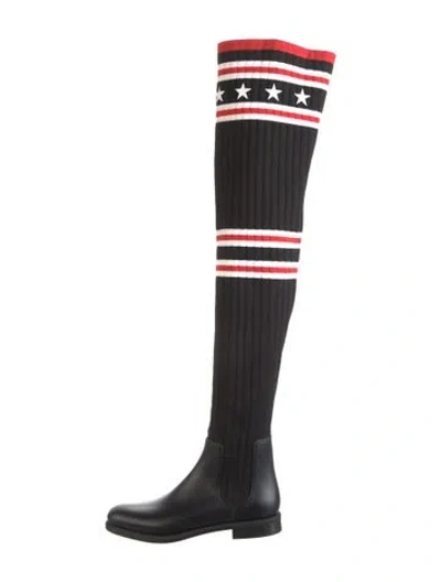 Pre-owned Givenchy Leather Printed Sock Boots In Black