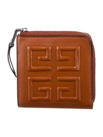 Pre-owned Givenchy Leather Printed Wallet In Brown