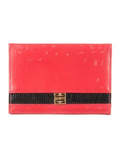 Pre-owned Givenchy Leather Printed Wallet In Red