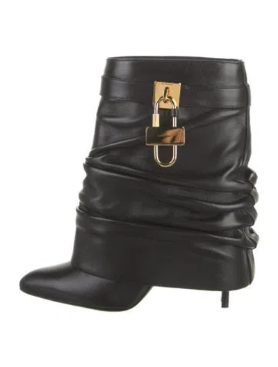 Pre-owned Givenchy Leather Rain Boots In Black