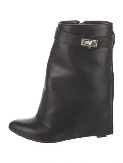 Pre-owned Givenchy Leather Rain Boots In Black