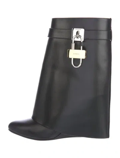 Pre-owned Givenchy Leather Rain Boots In Black