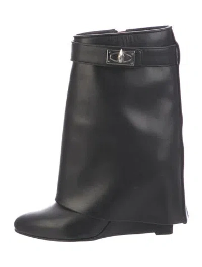 Pre-owned Givenchy Leather Rain Boots In Black