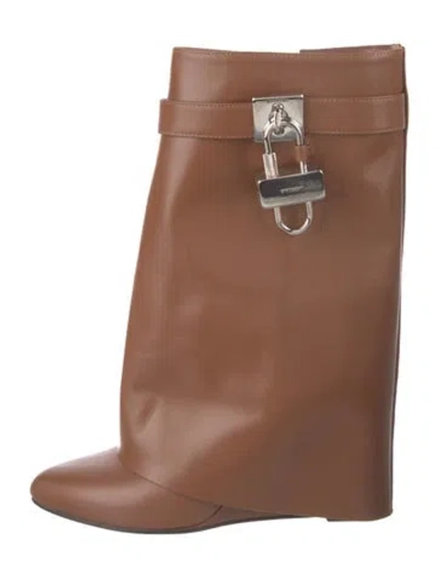 Pre-owned Givenchy Leather Rain Boots In Brown