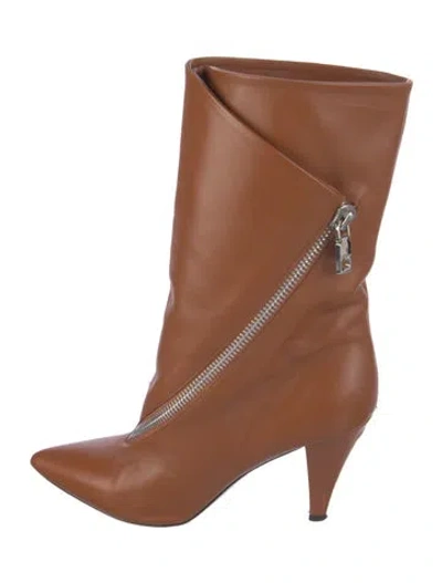 Pre-owned Givenchy Leather Rain Boots In Brown