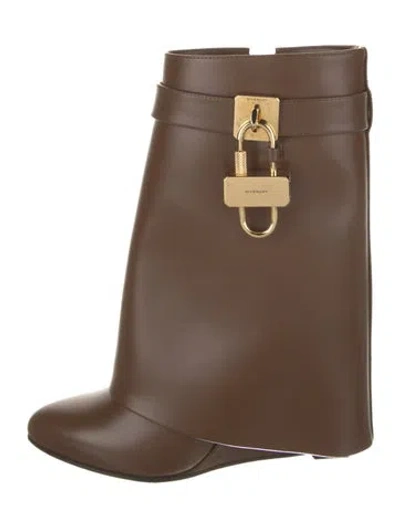 Pre-owned Givenchy Leather Rain Boots In Brown