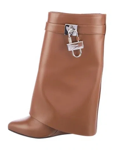 Pre-owned Givenchy Leather Rain Boots In Brown
