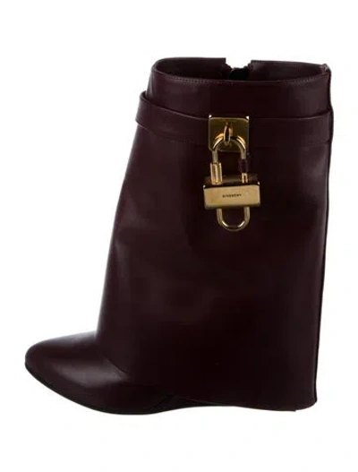 Pre-owned Givenchy Leather Rain Boots In Burgundy