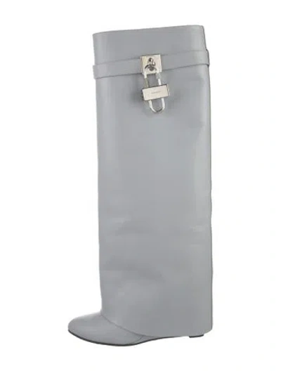 Pre-owned Givenchy Leather Rain Boots In Gray