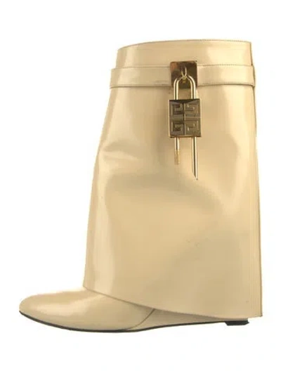 Pre-owned Givenchy Leather Rain Boots In Neutral