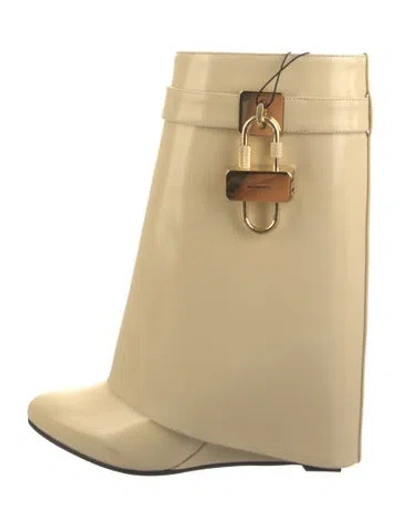 Pre-owned Givenchy Leather Rain Boots In Neutral